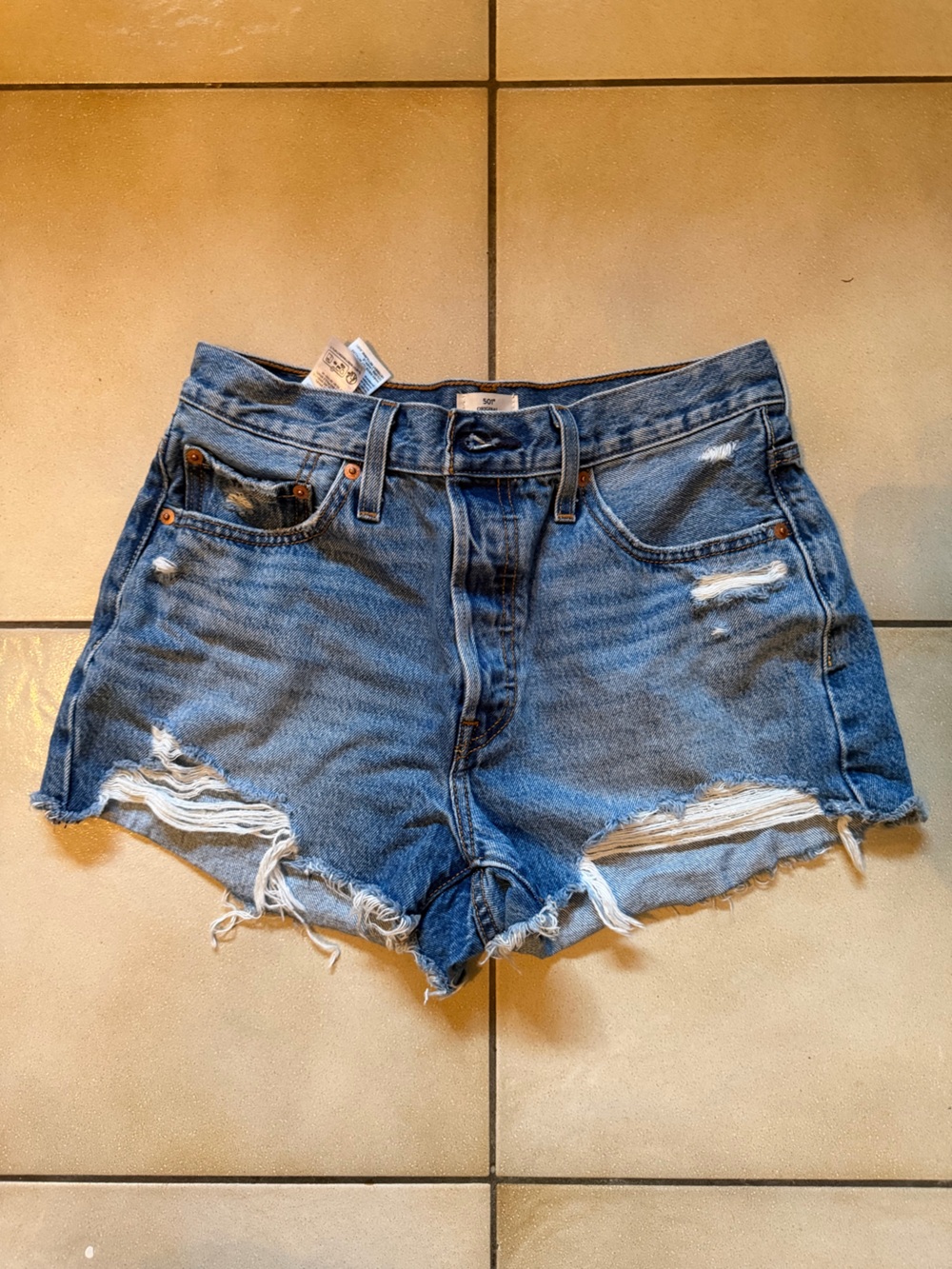 Levi's Light Blue Distressed Denim Cutoff Shorts